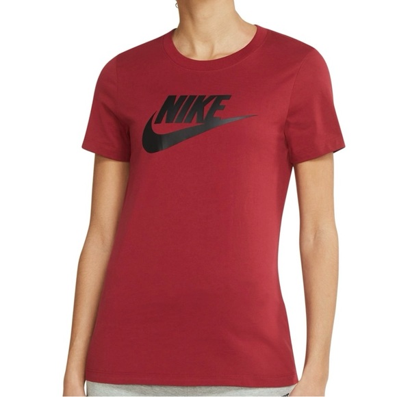 Nike Women's Sportswear Cotton Logo T-Shirt Red - Picture 1 of 3